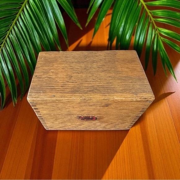 VINTAGE Weis Oak Dovetail Index Card Filing Box - Made in USA - Picture 7 of 16